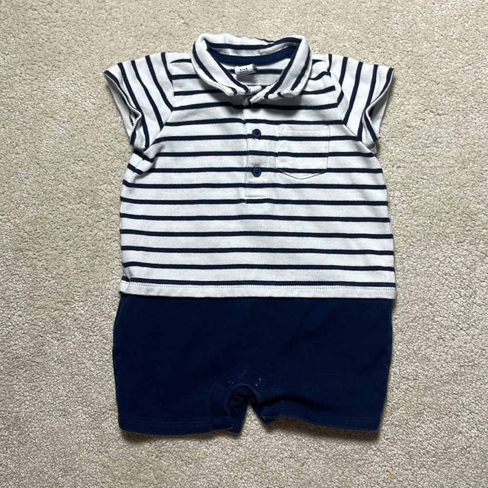 Janie and Jack Navy and White Striped One Piece
